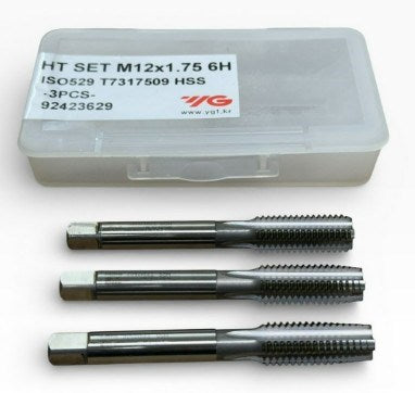 M2x0.4 Hand Tap Set HSS J-Type (3Pcs) Bright Finished, (T7099139)